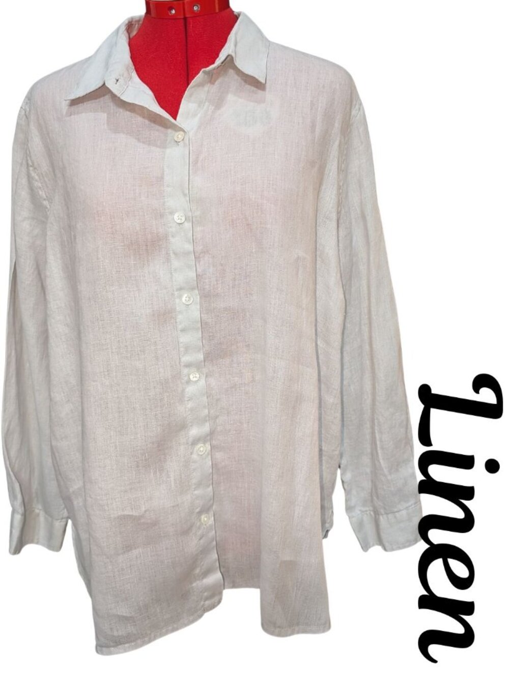 J. Jill 100% Linen Light Gray Button‑Up Shirt